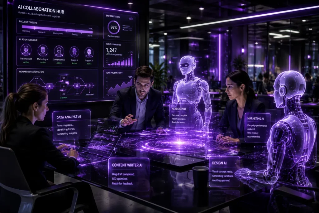 AI agents and AI employees working alongside humans.