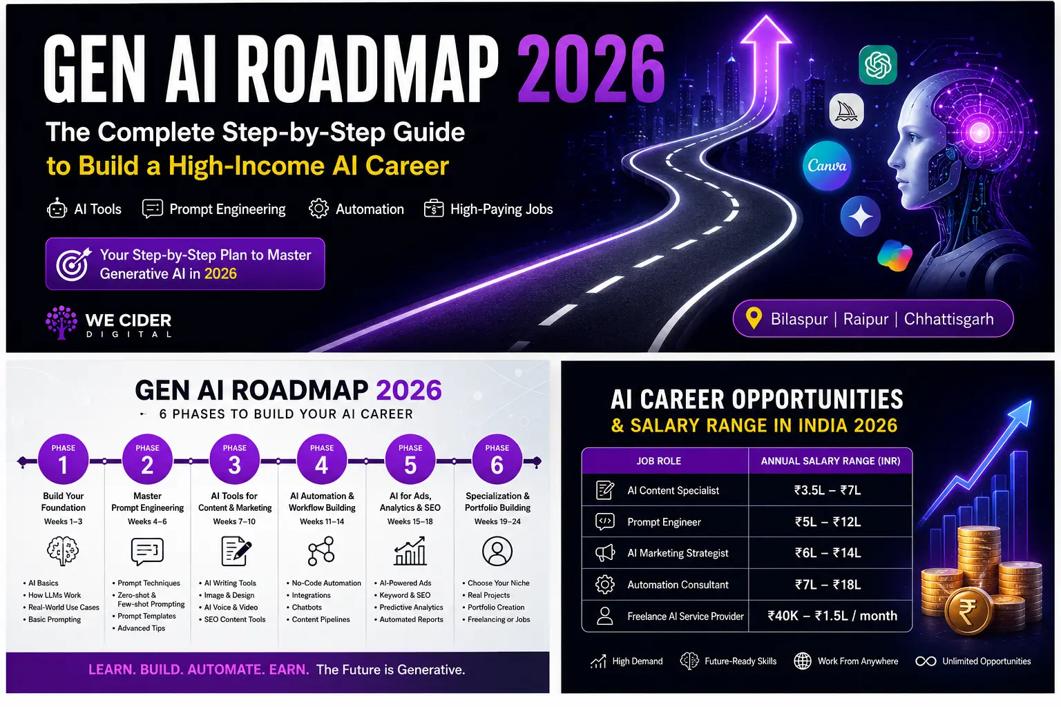 Gen AI Roadmap 2026 - Step by Step Guide by We Cider Digital