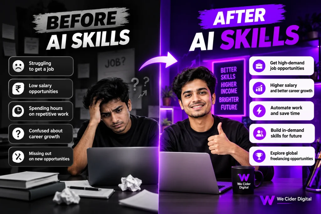 AI skills career comparison graphic We Cider Digital