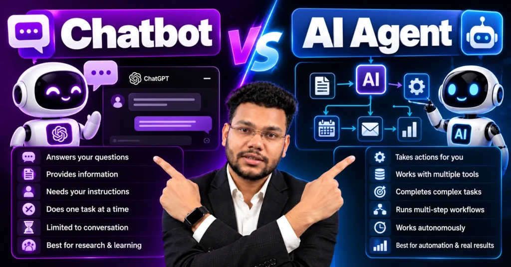Difference between AI chatbot and AI agent for marketing