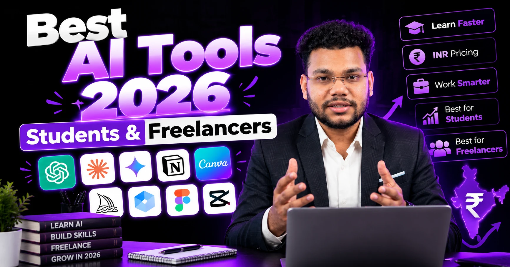 Best AI tools for Indian students and freelancers 2026 with INR pricing
